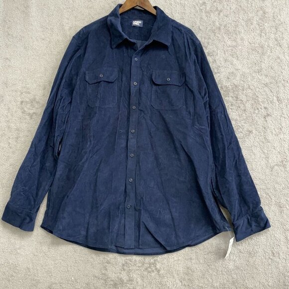 NEW Lands' End Men's XXL Navy Corduroy Shirt Jacket Button-Up  Long Sleeve - Picture 2 of 9